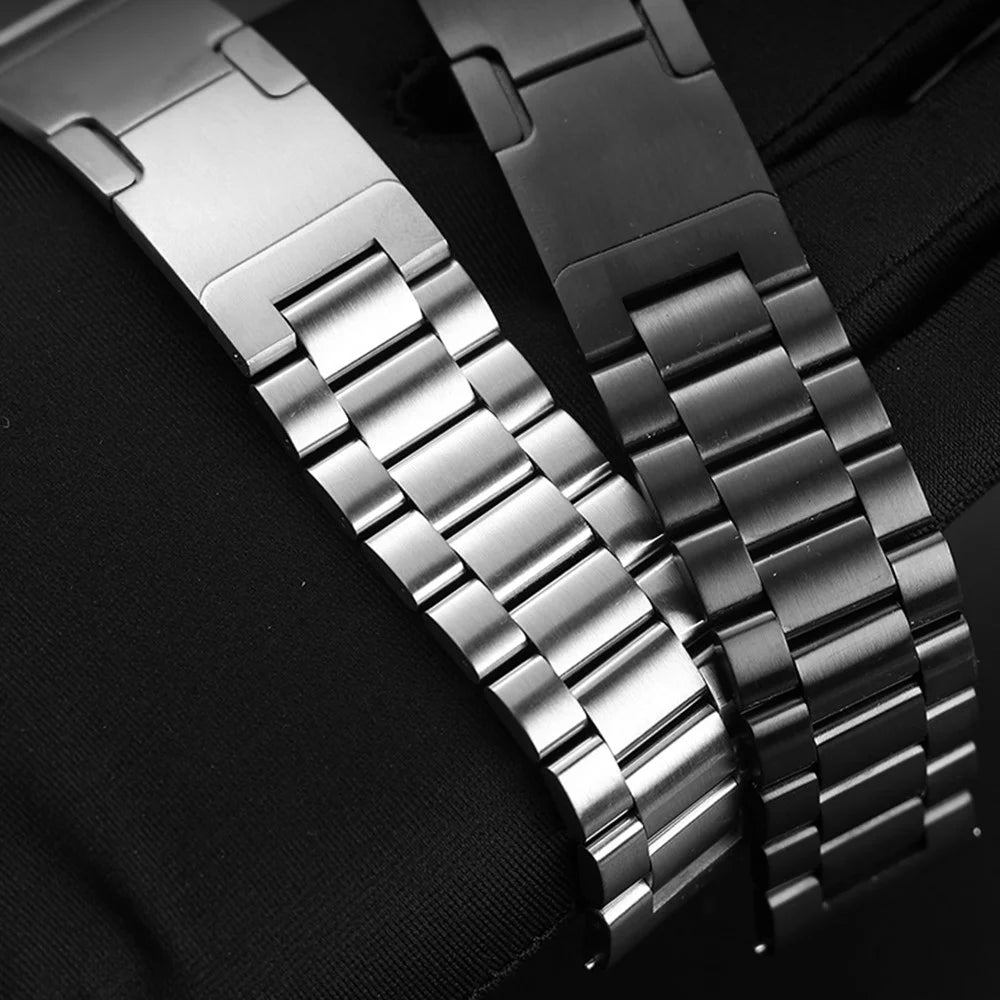 3 Beads Stainless Steel Strap for Apple Watch Series 11 10 42mm / 9 8 7 41mm / SE3 SE2 SE 6 5 4 40mm / 3 2 1 38mm Metal Band with Turtle Back Buckle - Silver - 5