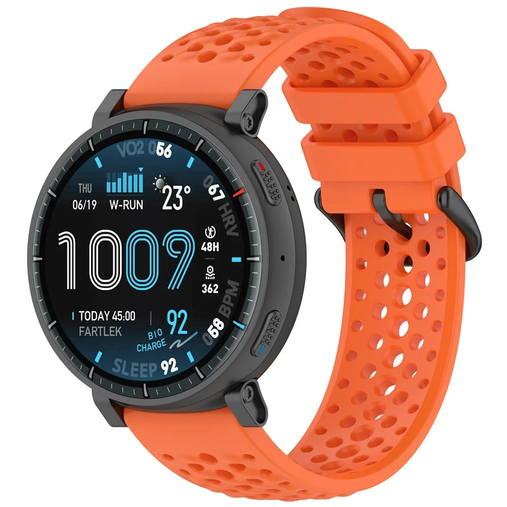 For Huami Amazfit Active Max Silicone Watch Strap Holes Design Breathable Sport Band - Orange - 2