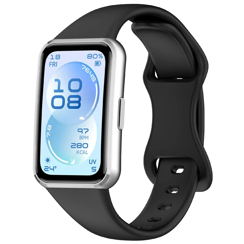 Silicone Watch Band for Huawei Band 11 / 11 Pro / 11 NFC Wristband Multi-Hole Adjustable Replacement - Black - 2