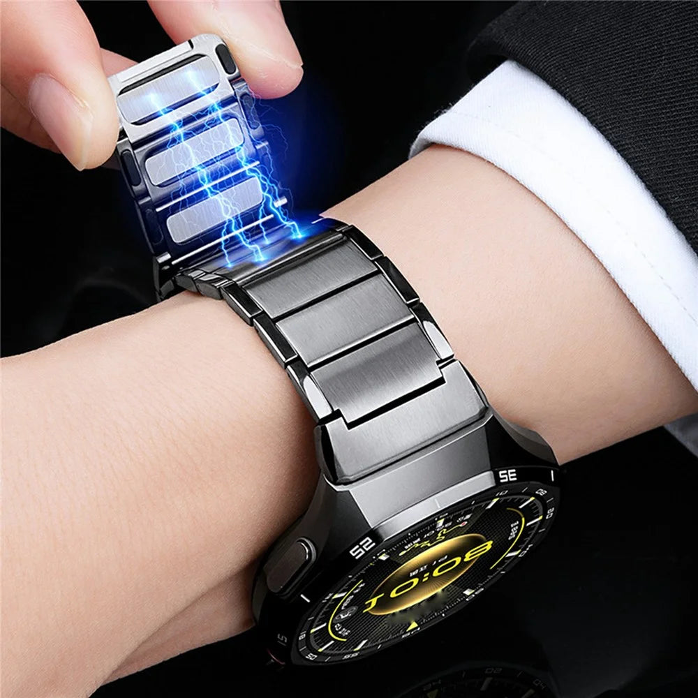 For Huawei Watch GT 6 Pro 46mm Stainless Steel Strap Magnetic Buckle Quick Release Metal Watch Band - Titanium Grey - 5