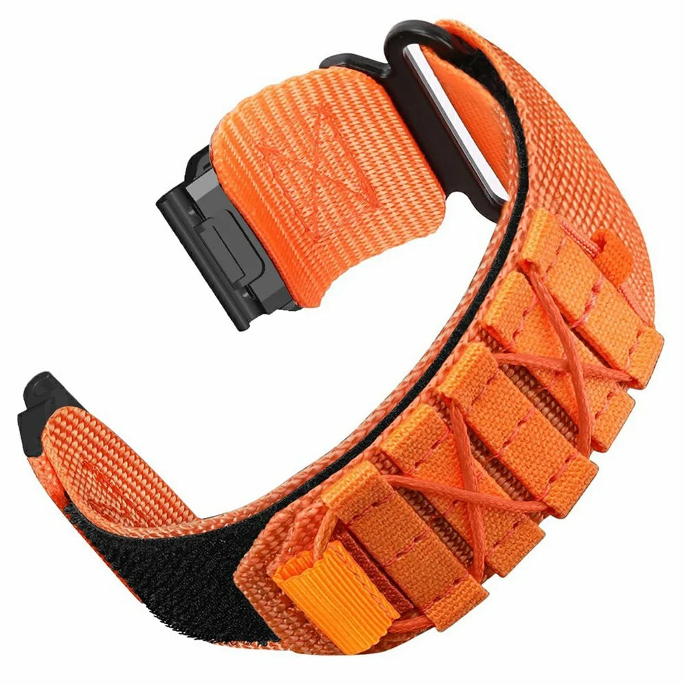 For Huami Amazfit T-Rex Ultra 2 26mm Nylon Watch Band Magic Tape Strap Military Style - Orange - 1