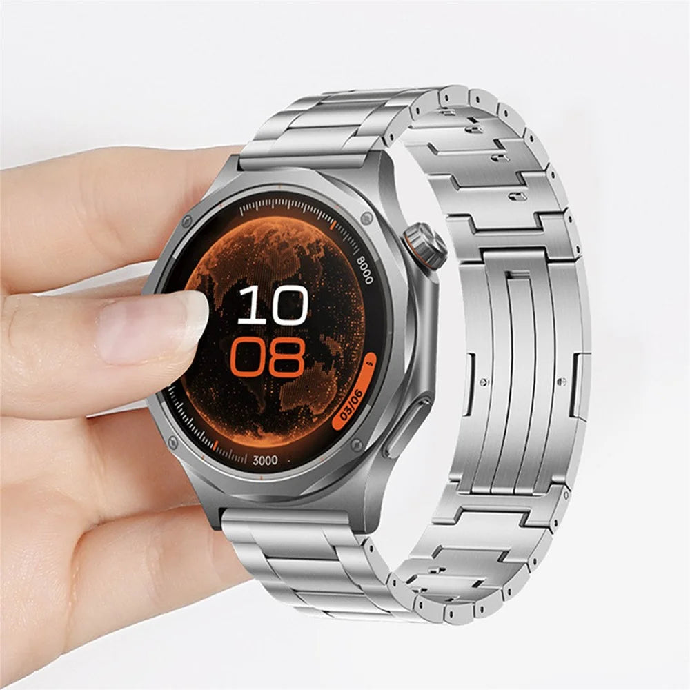 22mm Titanium Watch Band for Oppo Watch X3 / Huawei Watch GT 6 46mm / GT 5 46mm Quick Release Three Bead Metal Strap - Silver - 3