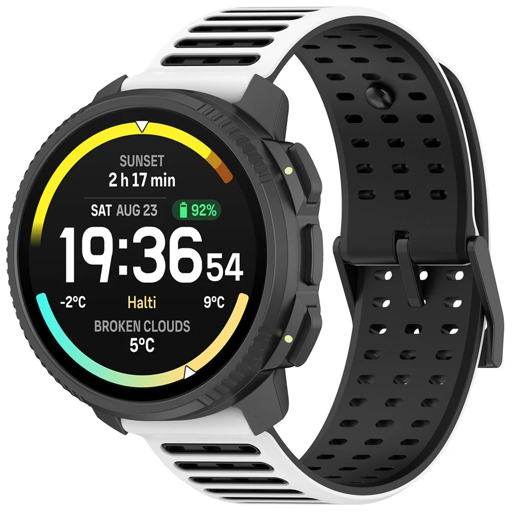 22mm Silicone Watch Band for Suunto Nautic S / Vertical 2 / Huawei Watch GT Runner 2 Dual Color Sports Strap - White+Black - 2