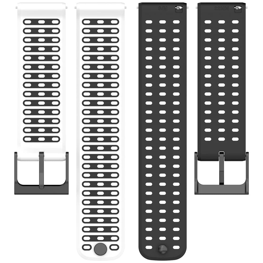 22mm Silicone Watch Band for Suunto Nautic S / Vertical 2 / Huawei Watch GT Runner 2 Dual Color Sports Strap - White+Black - 6