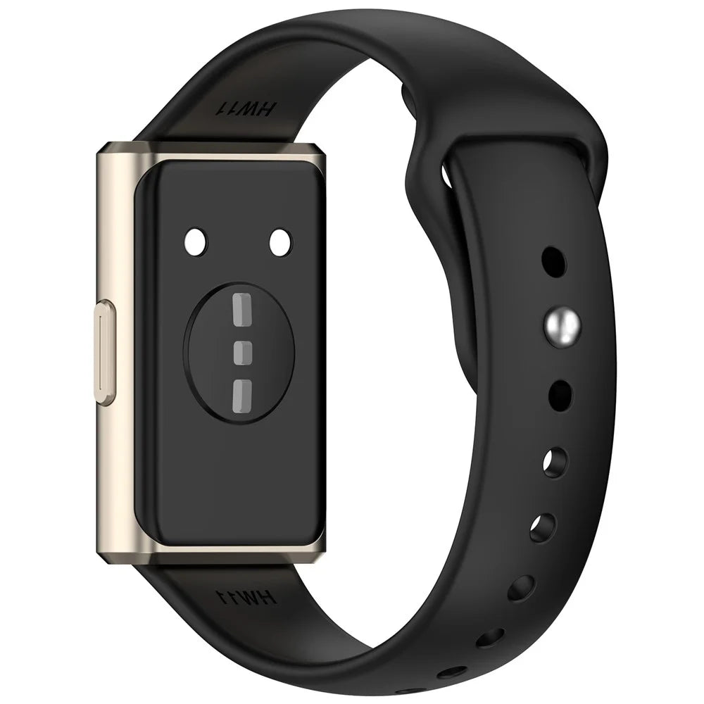 Silicone Strap for Huawei Band 11 / 11 Pro / 11 NFC / 11 Pro NFC Metal Buckle Sport Watch Band Replacement - Black - 1