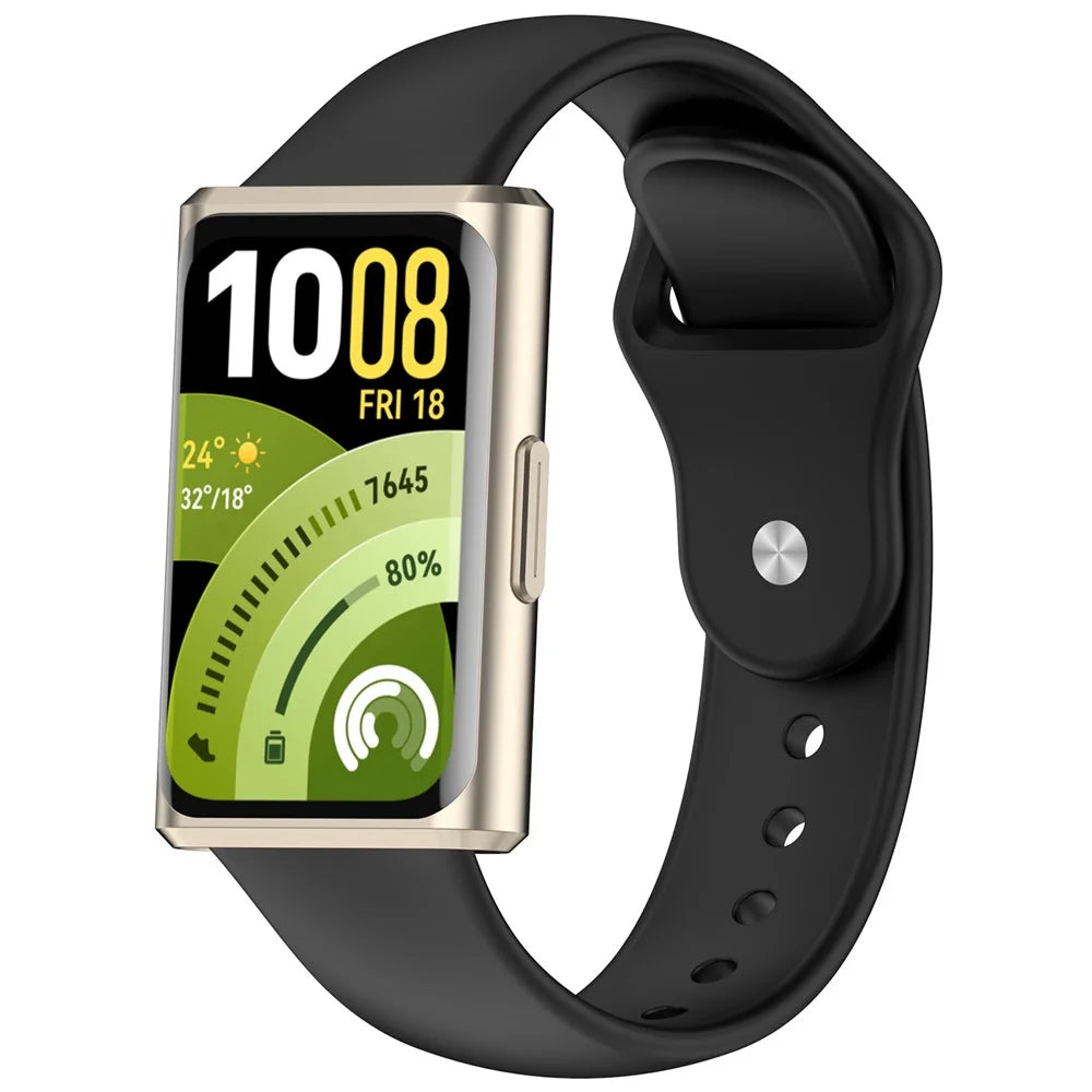 Silicone Strap for Huawei Band 11 / 11 Pro / 11 NFC / 11 Pro NFC Metal Buckle Sport Watch Band Replacement - Black - 4