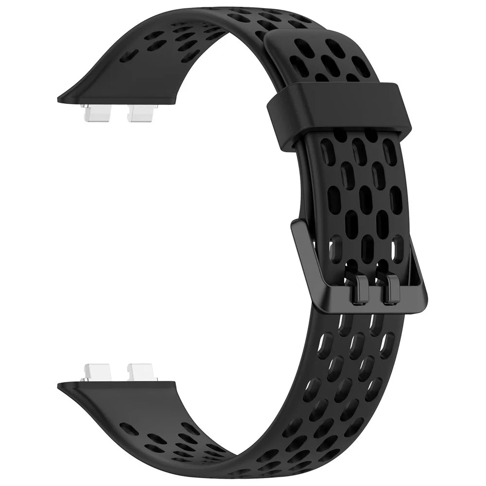 Breathable Holes Silicone Strap for Huawei Band 11 / 11 Pro / 11 NFC / 11 Pro NFC Sports Watch Band - Black - 2