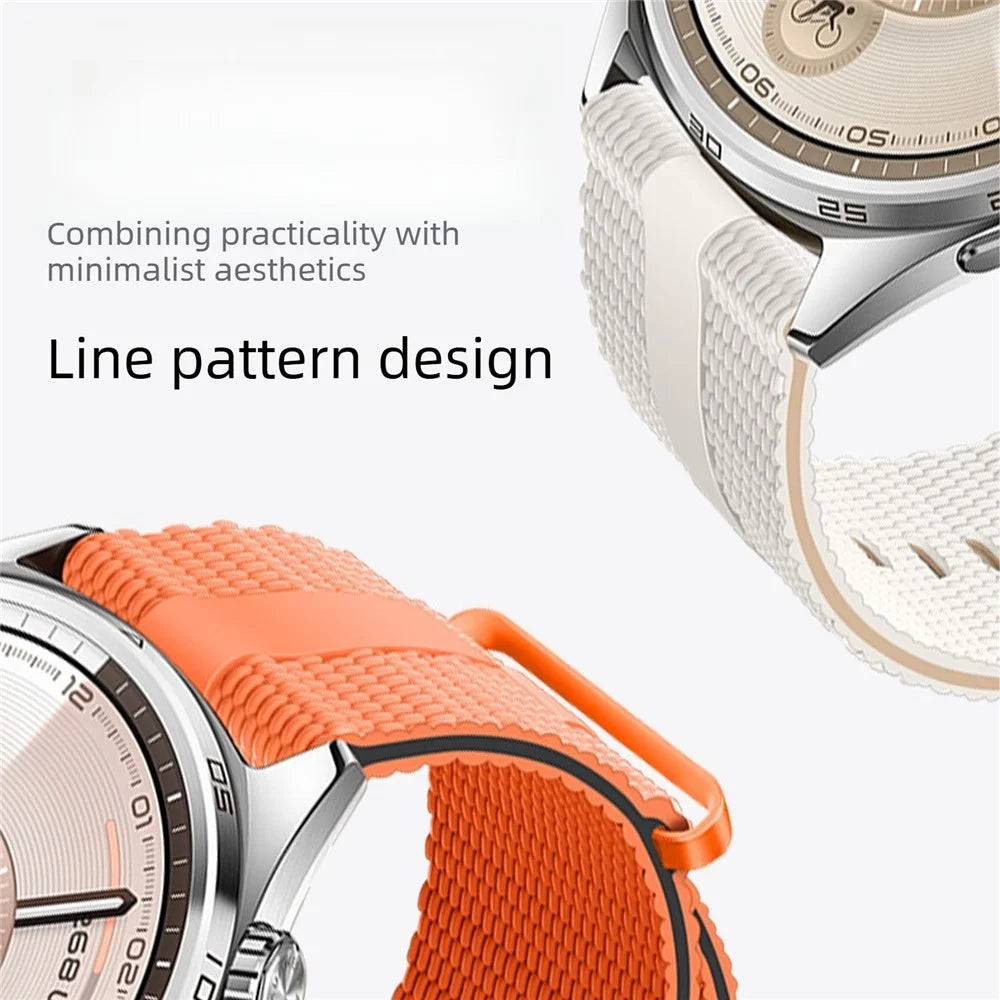 18mm Strap for Huawei Watch GT 6 41mm / GT 5 41mm / GT 4 41mm Silicone Band Linear Texture Sport Wristband - White+Orange - 4