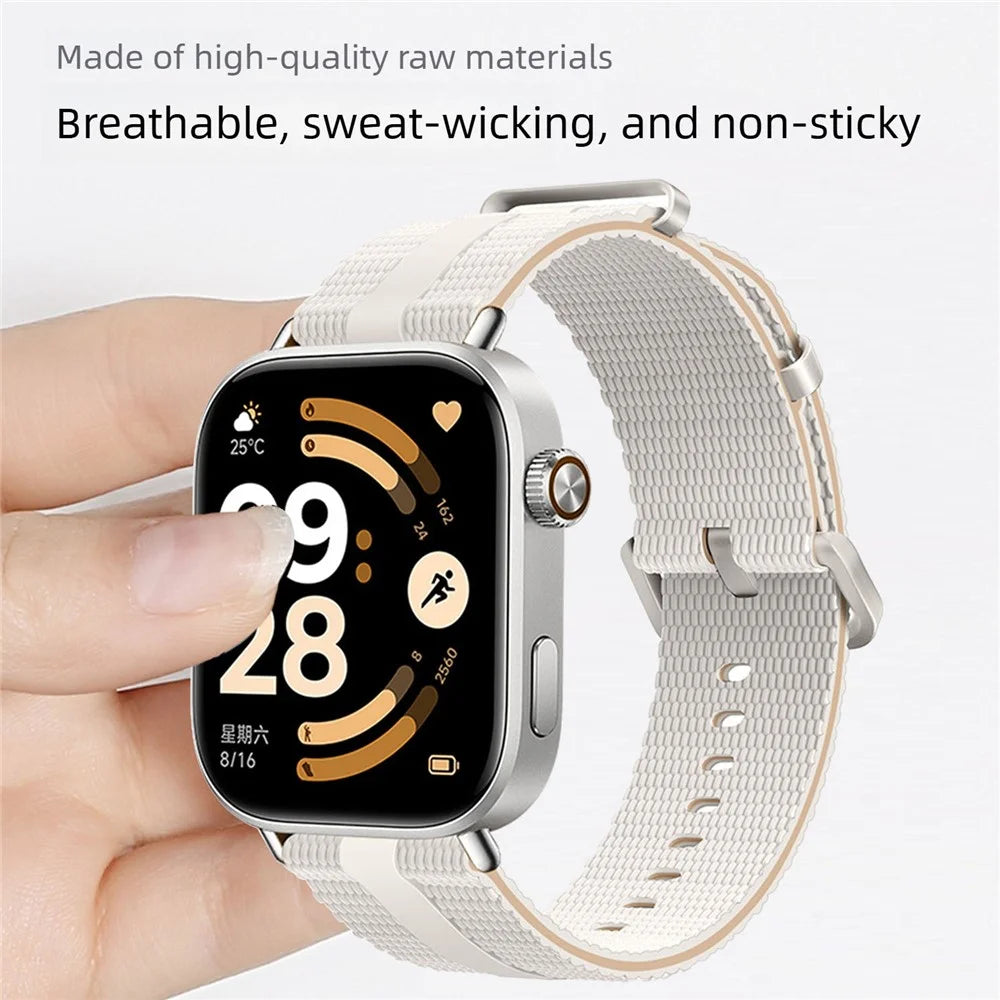 Silicone Band for Xiaomi Smart Band 10 Pro / 9 Pro / 8 Pro / Redmi Watch 6 / 5 / 4 Linear Texture Sport Wristband - White+Orange - 3