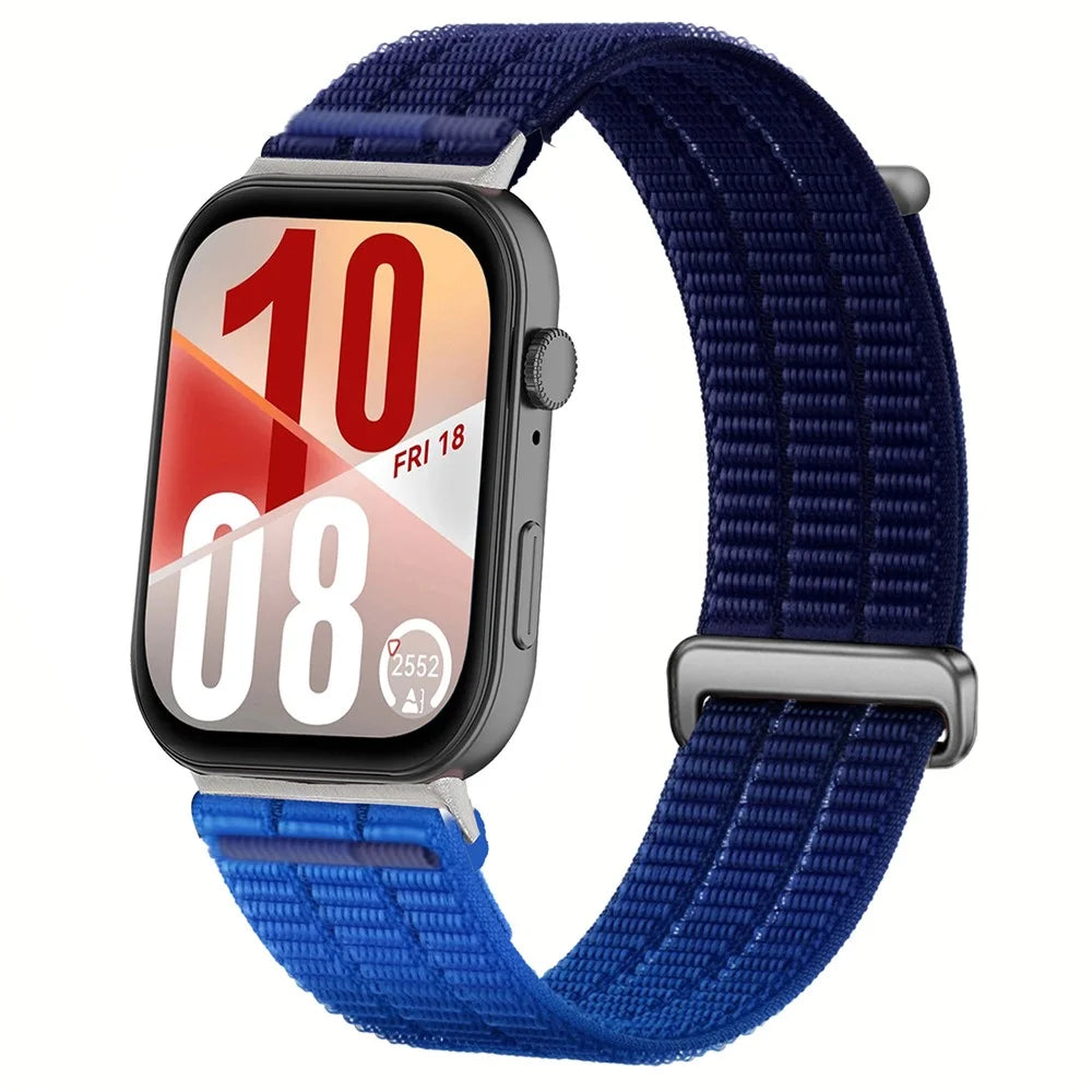 Nylon Loop Watch Strap for Huawei Watch Fit 4 Pro / Fit 4 / Fit 3 Magic Tape Breathable Band with Metal Connector - Dusk Blue - 2
