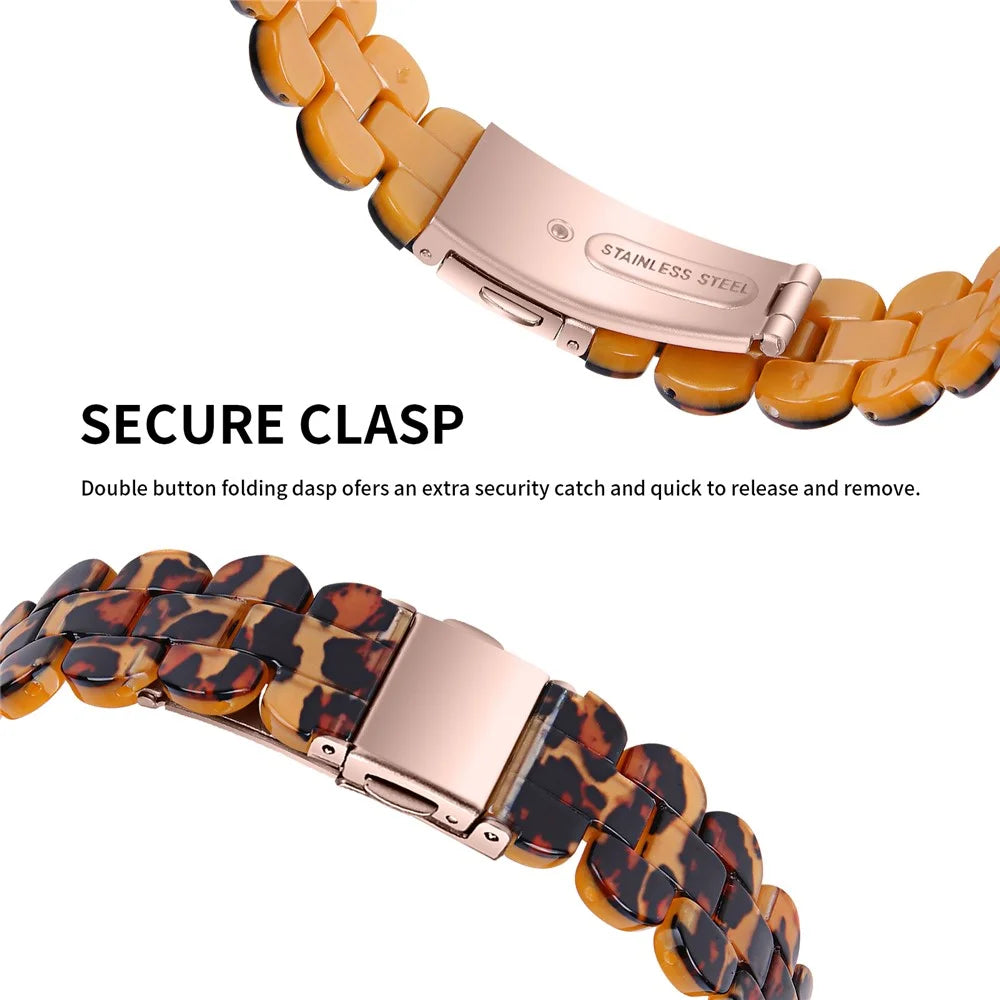 Watch Band for Huawei Band 11 Pro NFC / 11 NFC / 11 Pro / 11 Oval Resin Watch Strap with Stainless Steel Buckle - Leopard - 4