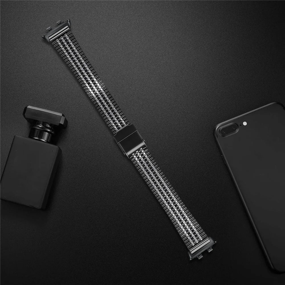 Watchband for Huawei Band 11 Pro NFC / 11 NFC / 11 Pro / 11 7-Beads Electroplated Stainless Steel Watch Strap - Black+Silver - 3