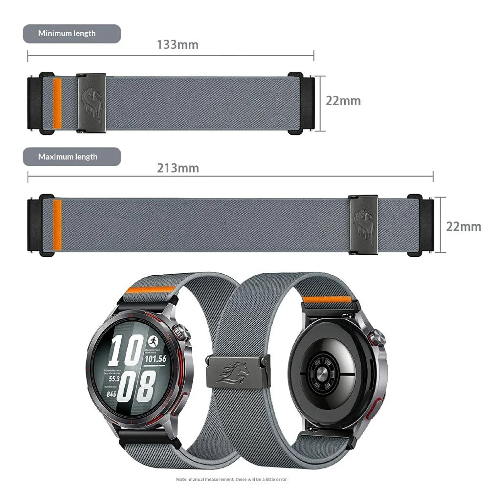 22mm Strap for Oppo Watch X3 / X2 / X / OnePlus Watch 2 Elastic Nylon Watchband with Horse Pattern Metal Buckle - Blue Grey - 7