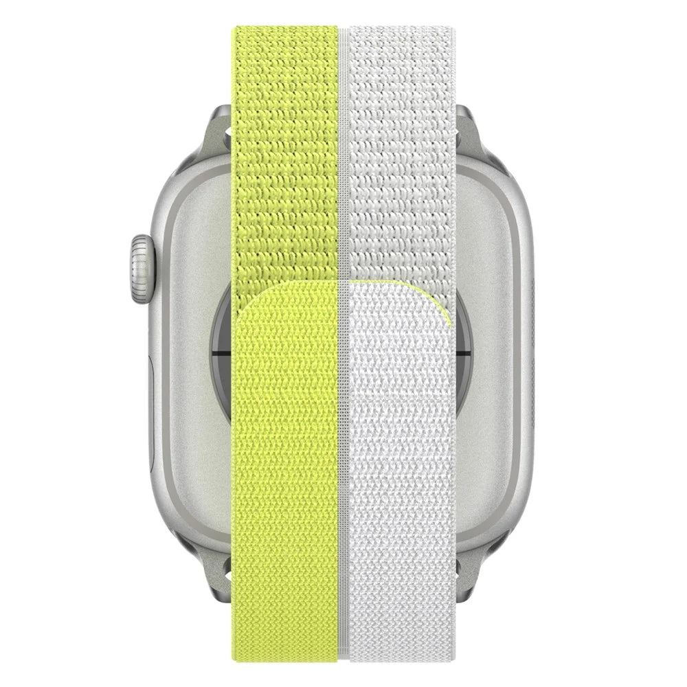 Nylon Sport Band for Apple Watch Ultra 3 2 1 49mm / Series 11 10 46mm / 9 8 7 45mm / SE3 SE2 SE 6 5 4 44mm / 3 2 1 42mm Magic Tape Breathable Wristband with Metal Connector - Yellow - 5