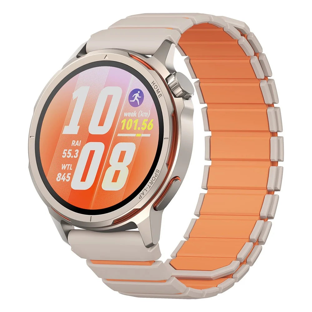 22mm Strap for Huawei Watch GT Runner 2 / GT 6 46mm / GT 5 46mm / GT 5 Pro 46mm Magnetic Silicone Band Dual Color Replacement Wristband - Starlight+Orange - 2