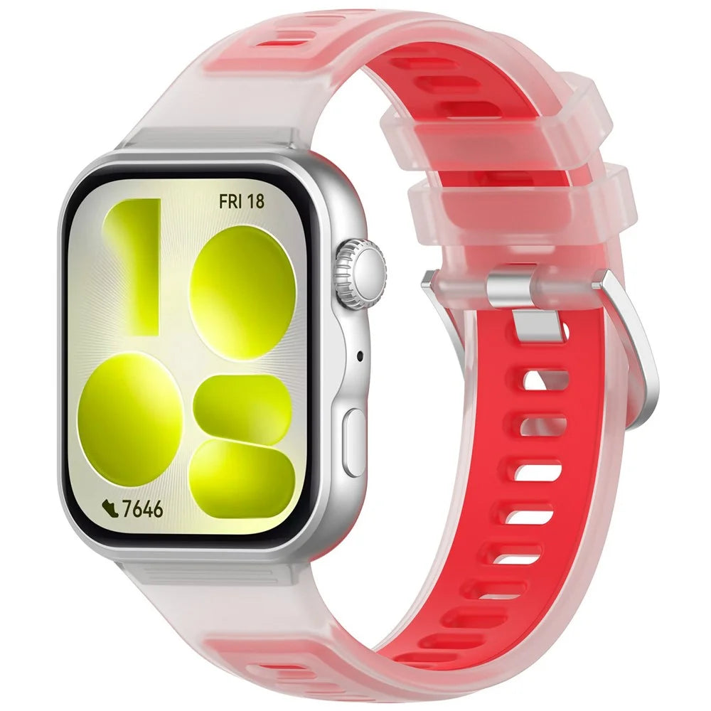 Strap for Huawei Watch Fit 5 Pro / 5 / 4 Pro / 4 / 3 Jelly Translucent Silicone Sports Band Breathable Wristband - Transparent Red - 2