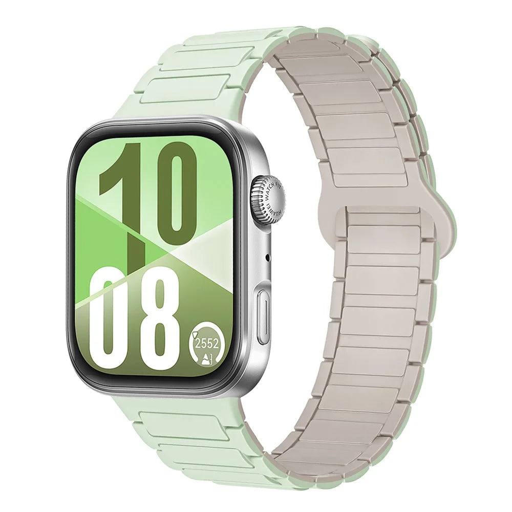 3-Bead Strap for Huawei Watch Fit 5 Pro / 5 / 4 Pro / 4 / 3 Silicone Band Magnetic Sport Wristband - Mint Green+Starlight - 2