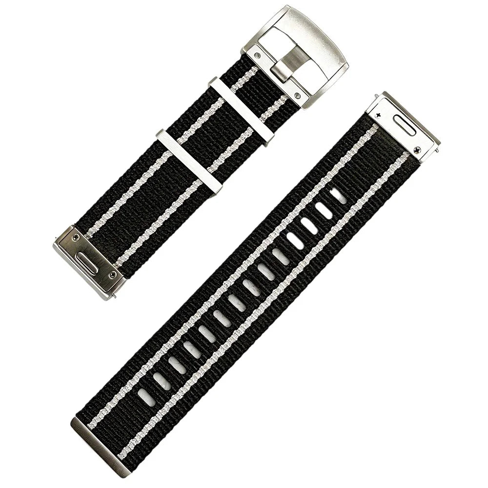 22mm Nylon Strap for Oppo Watch 4 Pro / X3 / X2 / X Breathable Replacement Wristband - Black / White - 1