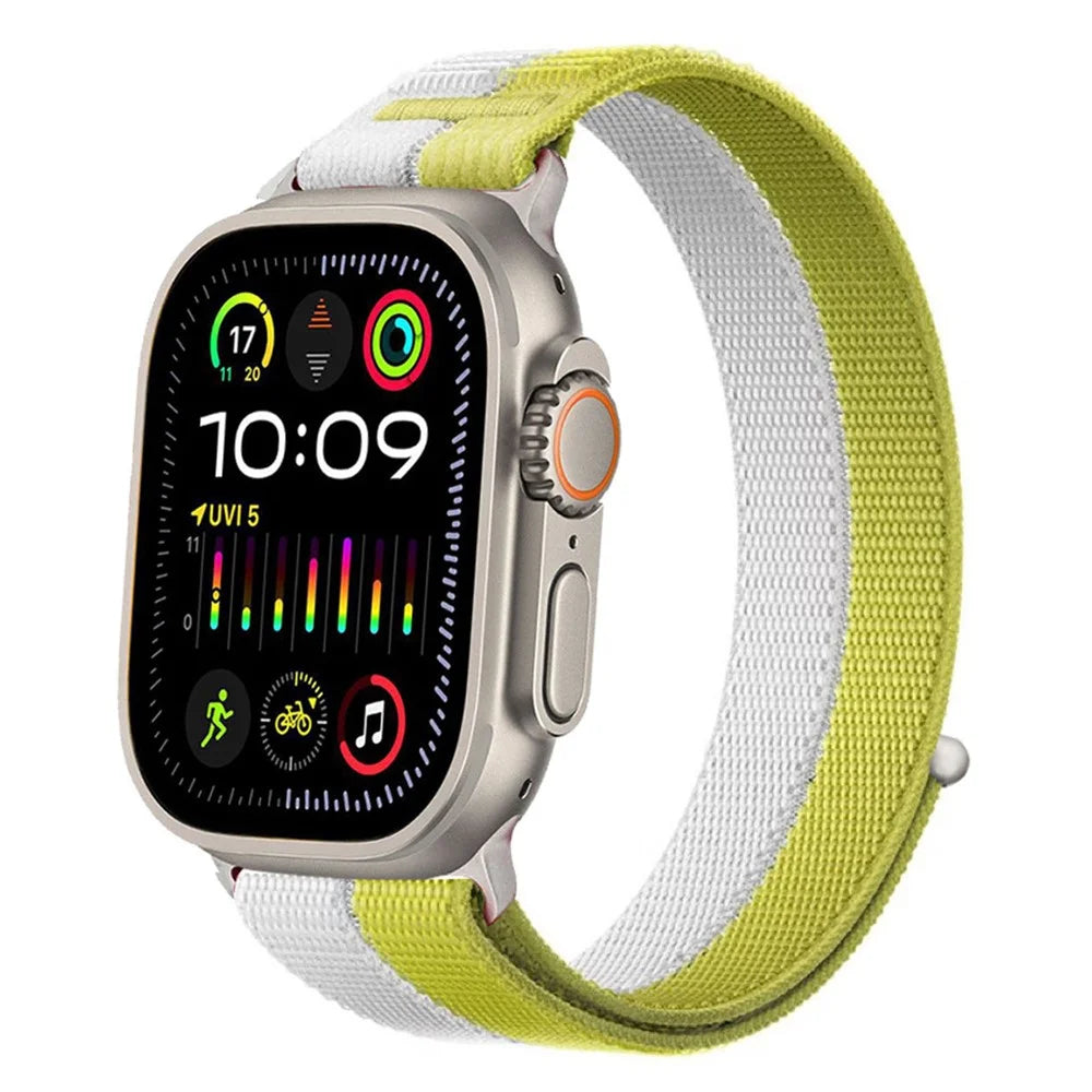 Watch Strap for Apple Watch Ultra 3 2 1 49mm / Series 11 10 46mm / 9 8 7 45mm / SE3 SE2 SE 6 5 4 44mm / 3 2 1 42mm Nylon Sport Loop Band - Yellow - 2