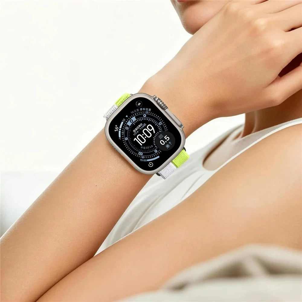 Watch Strap for Apple Watch Ultra 3 2 1 49mm / Series 11 10 46mm / 9 8 7 45mm / SE3 SE2 SE 6 5 4 44mm / 3 2 1 42mm Nylon Sport Loop Band - Yellow - 6