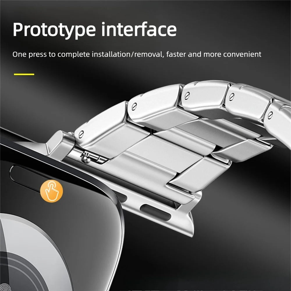 Strap for Apple Watch Ultra 3 2 1 49mm / Series 11 10 46mm / 9 8 7 45mm / SE3 SE2 SE 6 5 4 44mm / 3 2 1 42mm Bamboo Link Stainless Steel Replacement Wristband - Silver - 6