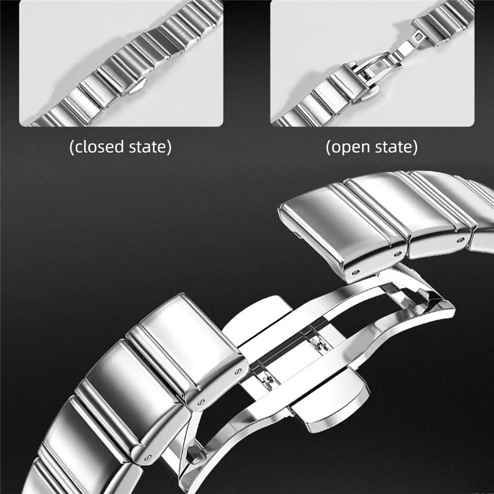 Strap for Apple Watch Ultra 3 2 1 49mm / Series 11 10 46mm / 9 8 7 45mm / SE3 SE2 SE 6 5 4 44mm / 3 2 1 42mm Bamboo Link Stainless Steel Replacement Wristband - Silver - 7