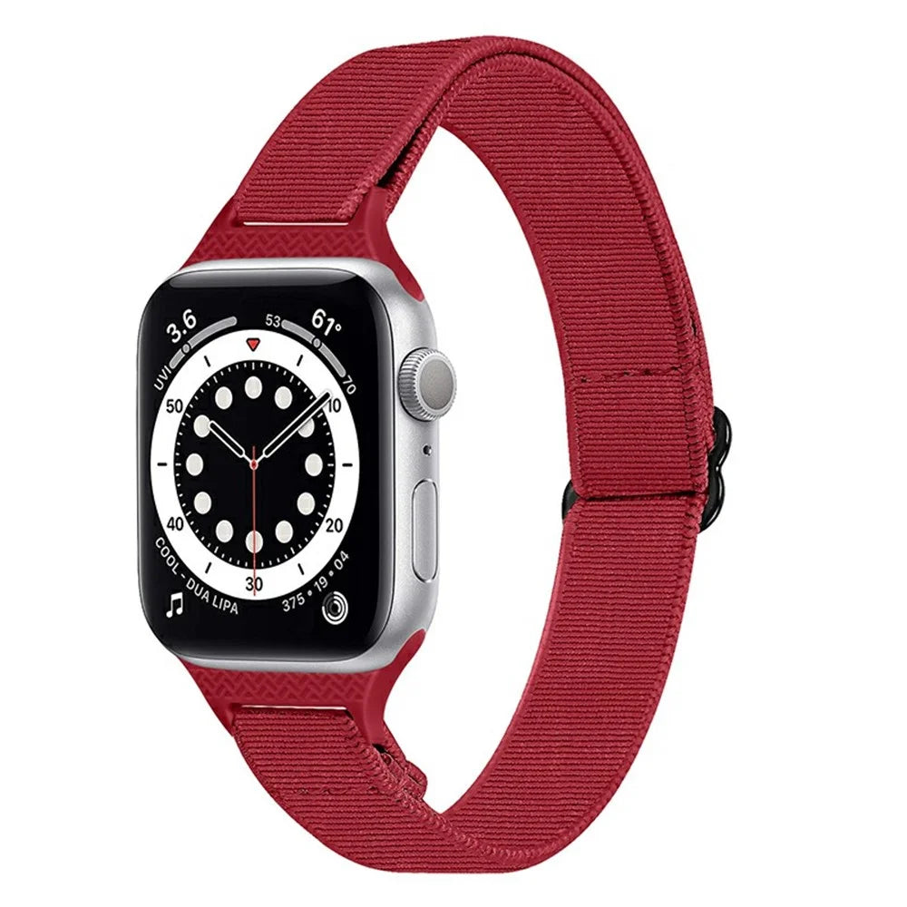 Adjustable Braided Nylon Smart Watch Band Wrist Strap for Apple Watch Series 8 41mm / Series 7 41mm / 1 / 2 / 3 38mm 4 / 5 / 6 40mm - Red - 2