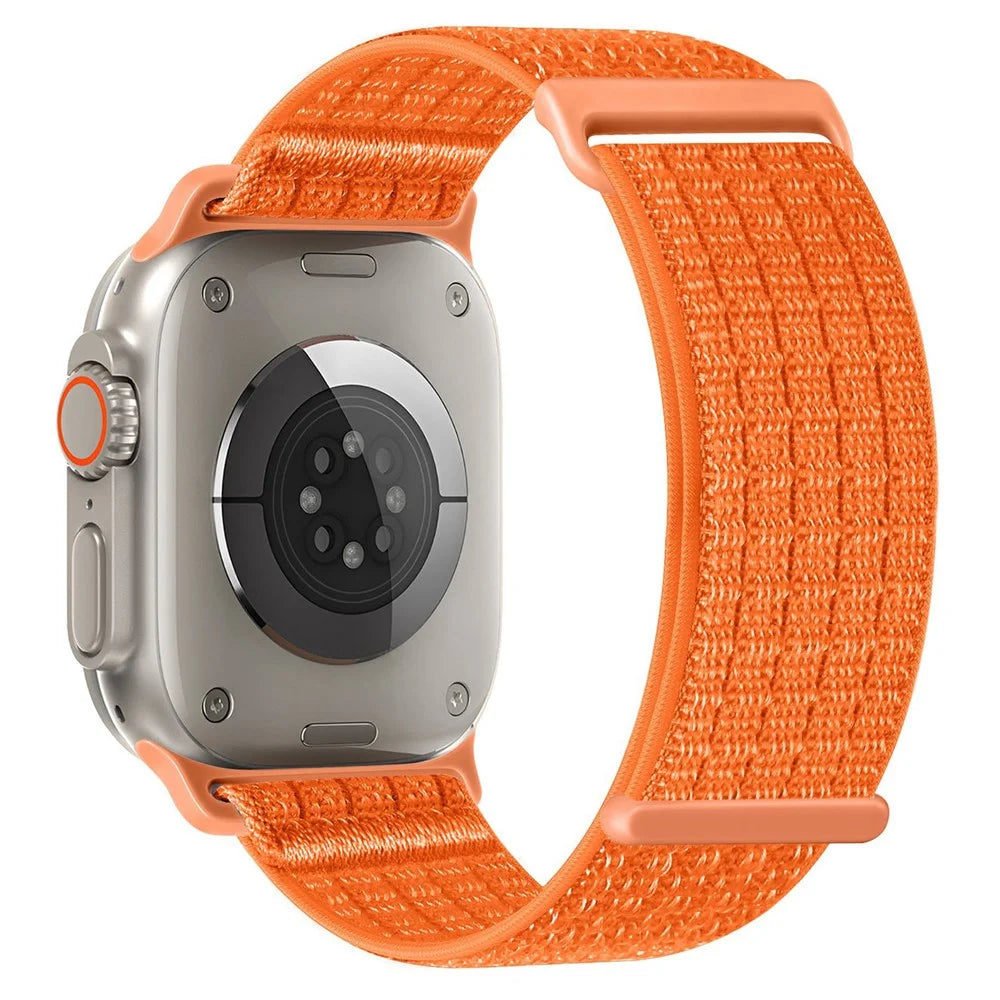 Strap for Apple Watch Series 11 10 42mm / 9 8 7 41mm / SE3 SE2 SE 6 5 4 40mm / 3 2 1 38mm Woven Nylon Sport Loop Magic Tape Breathable Band - Orange - 1