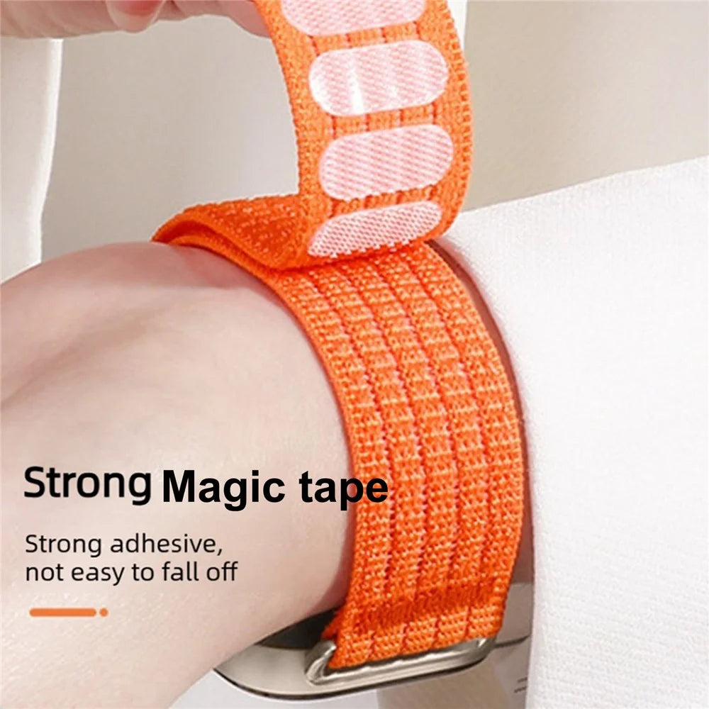 Strap for Apple Watch Series 11 10 42mm / 9 8 7 41mm / SE3 SE2 SE 6 5 4 40mm / 3 2 1 38mm Woven Nylon Sport Loop Magic Tape Breathable Band - Orange - 4