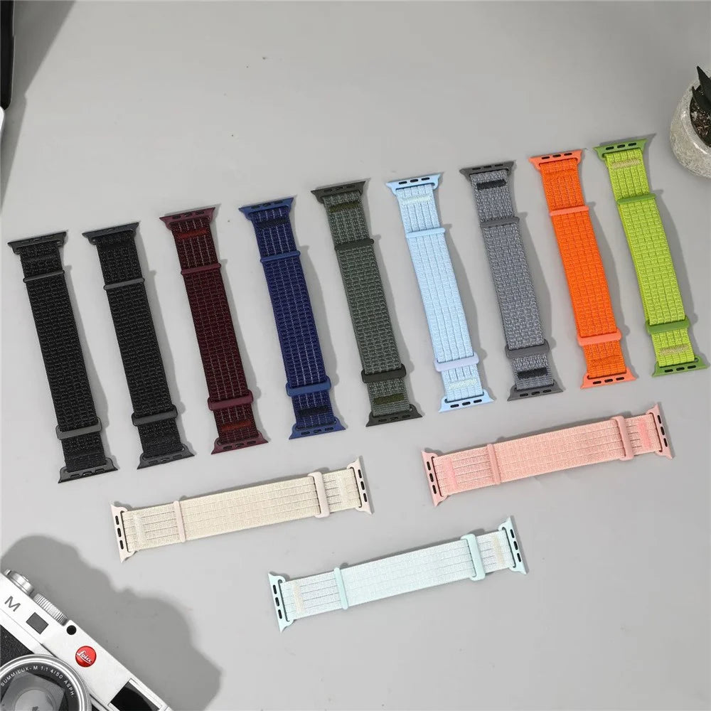 Strap for Apple Watch Series 11 10 42mm / 9 8 7 41mm / SE3 SE2 SE 6 5 4 40mm / 3 2 1 38mm Woven Nylon Sport Loop Magic Tape Breathable Band - Orange - 6