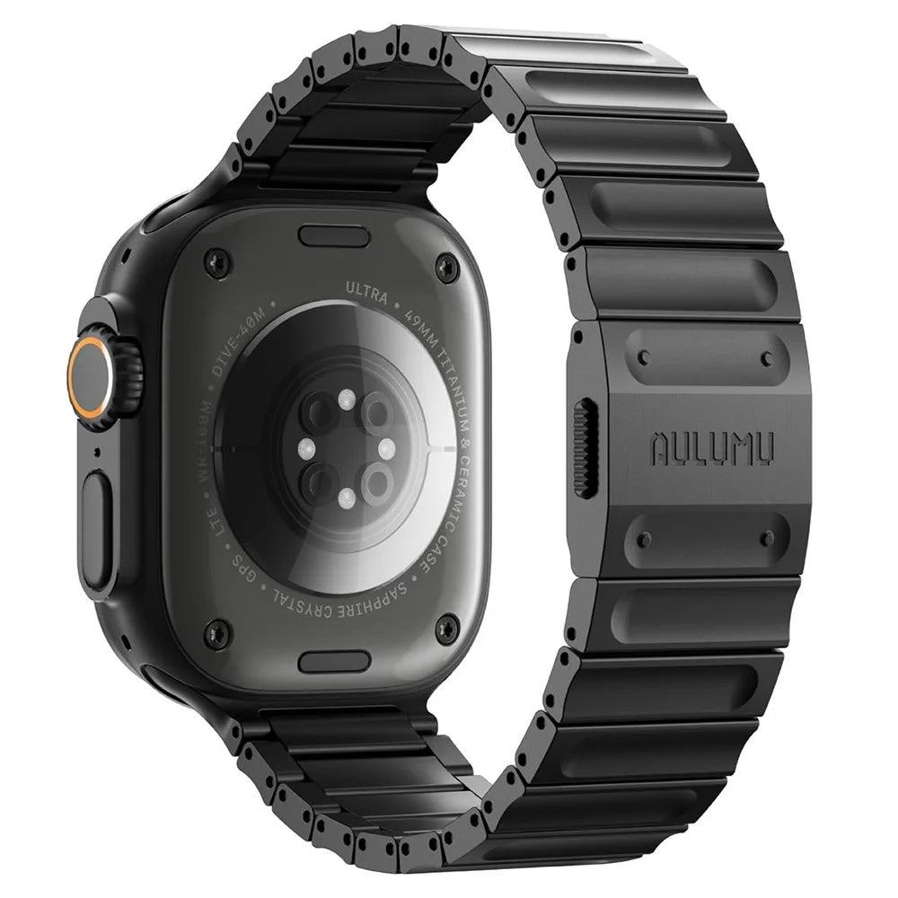 AULUMU C01 Strap for Apple Watch Ultra 3 2 1 49mm / Series 11 10 46mm / 9 8 7 45mm / SE3 SE2 SE 6 5 4 44mm / 3 2 1 42mm Titanium Alloy Watch Band - Black - 1