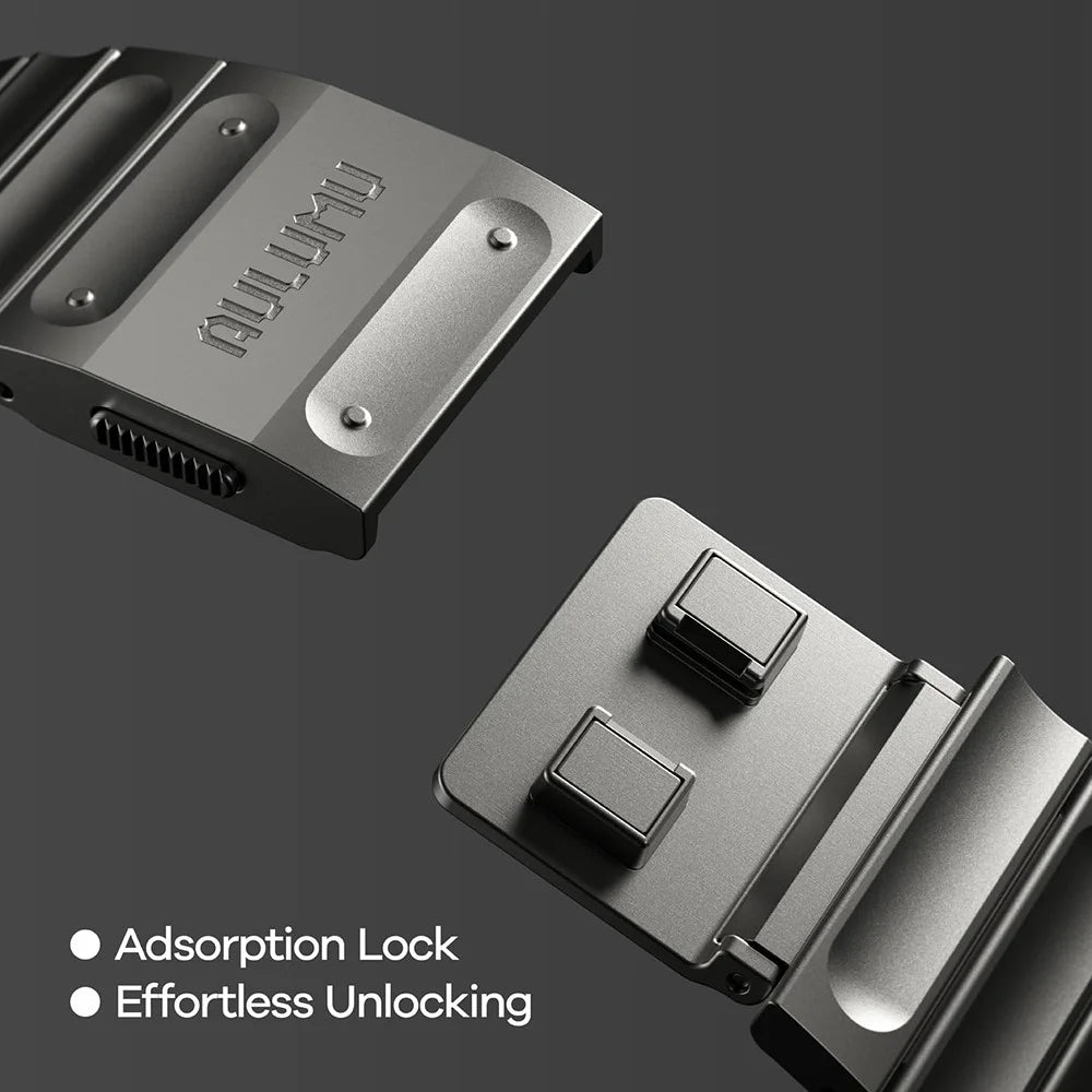 AULUMU C01 Strap for Apple Watch Ultra 3 2 1 49mm / Series 11 10 46mm / 9 8 7 45mm / SE3 SE2 SE 6 5 4 44mm / 3 2 1 42mm Titanium Alloy Watch Band - Black - 6