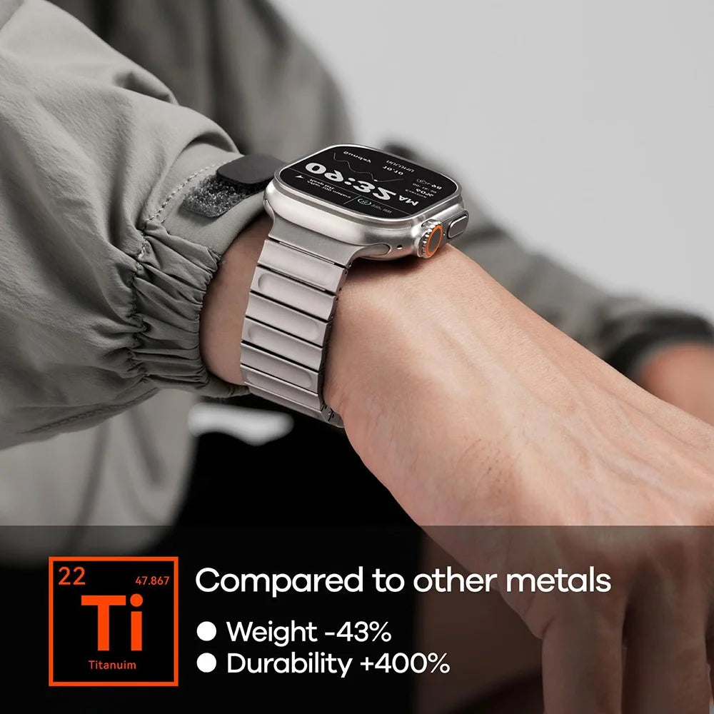 AULUMU C01 Strap for Apple Watch Ultra 3 2 1 49mm / Series 11 10 46mm / 9 8 7 45mm / SE3 SE2 SE 6 5 4 44mm / 3 2 1 42mm Titanium Alloy Watch Band - Black - 7