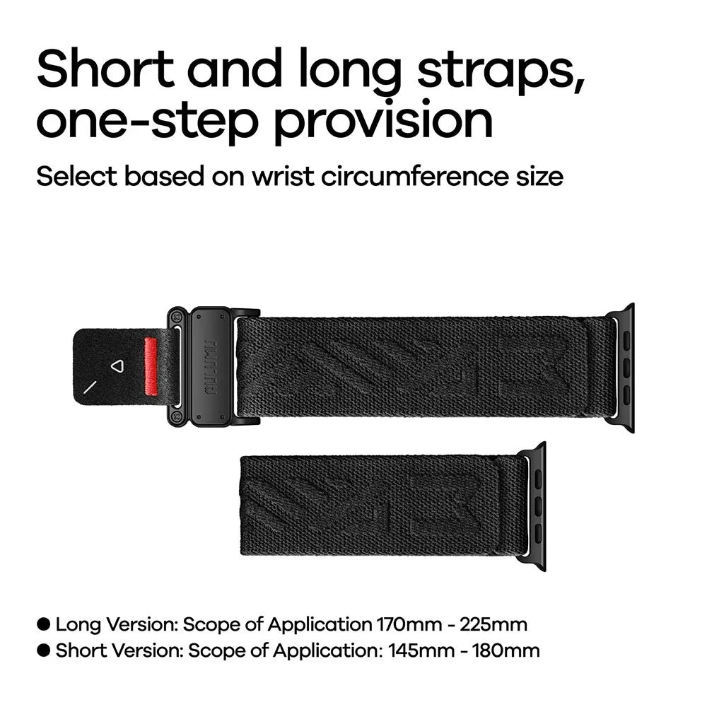 AULUMU C03 Titanium Alloy Strap for Apple Watch Ultra 3 2 1 49mm / Series 11 10 46mm / 9 8 7 45mm / SE3 SE2 SE 6 5 4 44mm / 3 2 1 42mm Magnetic Buckle Quick Release Microfiber Band - Silver+Black - 6