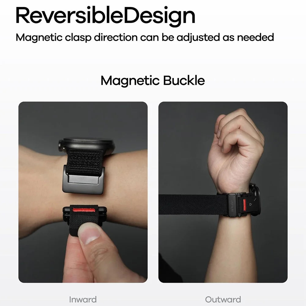 AULUMU C03 Titanium Alloy Strap for Apple Watch Ultra 3 2 1 49mm / Series 11 10 46mm / 9 8 7 45mm / SE3 SE2 SE 6 5 4 44mm / 3 2 1 42mm Magnetic Buckle Quick Release Microfiber Band - Silver+Black - 7