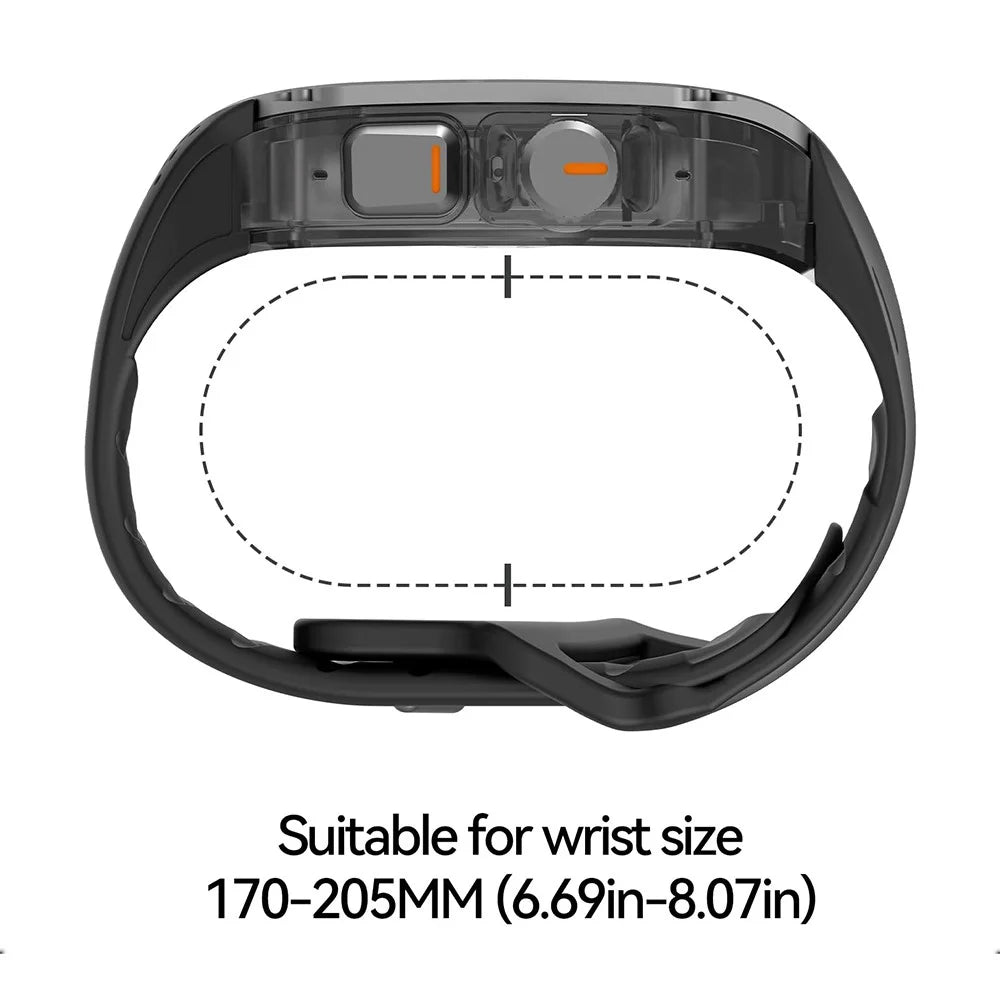 AULUMU A01 For Apple Watch Ultra 2 49mm / Ultra 49mm Fluoroelastomer Strap with Integrated Titanium Alloy + PC Watch Case - Black - 6