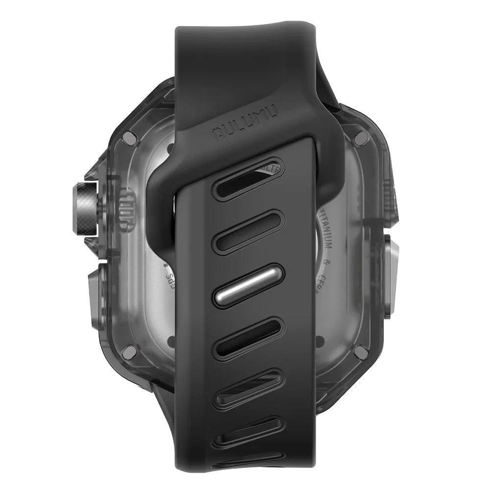 AULUMU A01 For Apple Watch Ultra 2 49mm / Ultra 49mm Fluoroelastomer Strap with Integrated Carbon Fiber + PC Watch Case - Black - 3