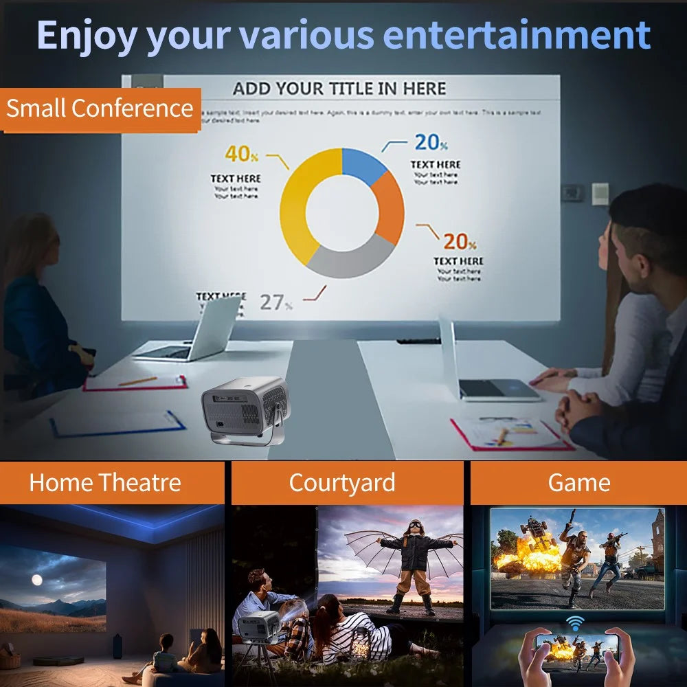 A10 PLUS Portable Smart Projector 720P Native 4K Decoding Android 11 WiFi 200 ANSI Lumens Home Theater - Black / EU Plug - 7