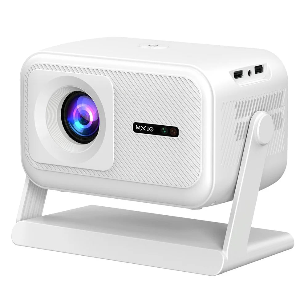 MX10 Mini Projector 4K 1080P 400 ANSI Lumens Bluetooth-compatible WiFi 6 Electric Auto Focus Portable Projector for Home Theater - White / EU Plug - 1