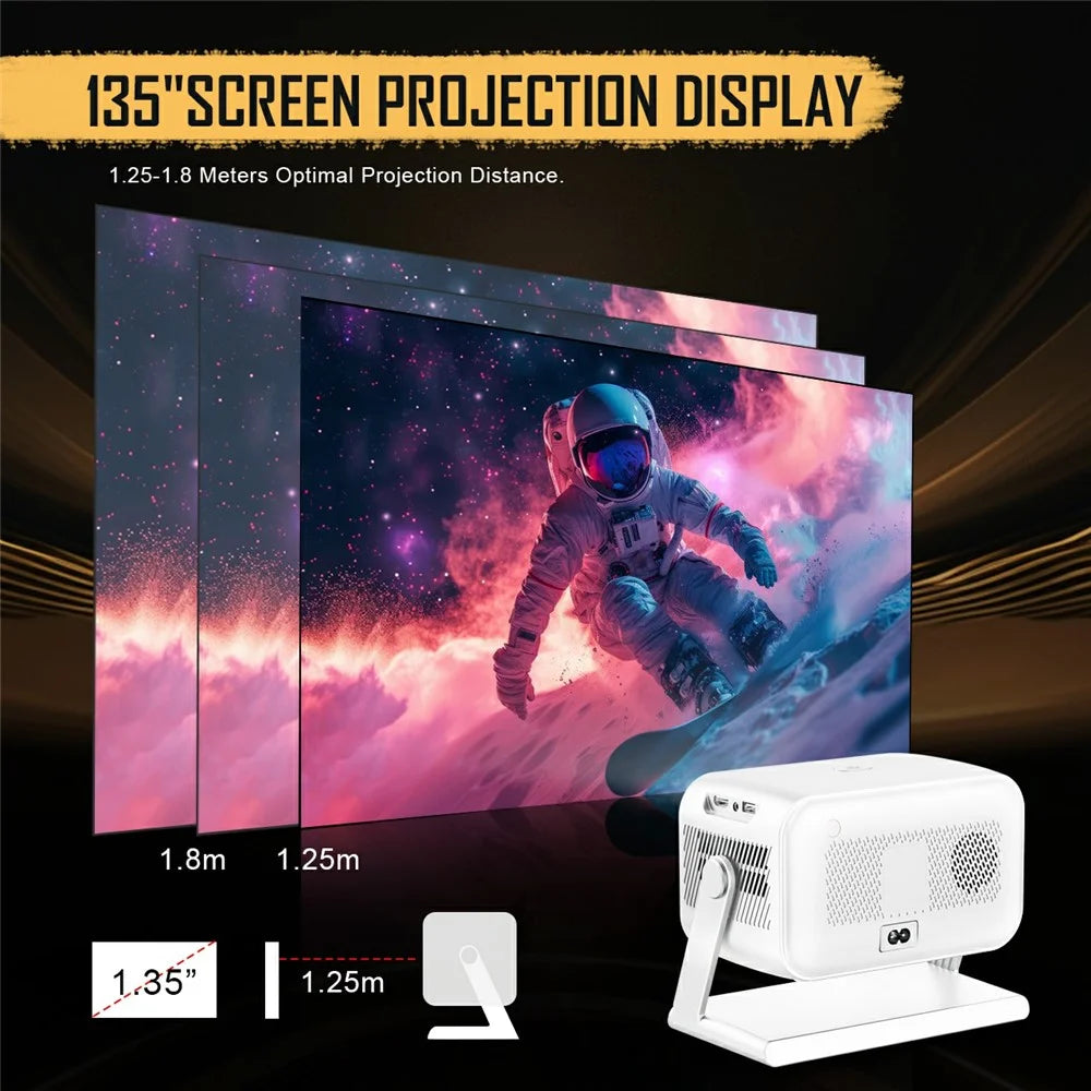 MX10 Mini Projector 4K 1080P 400 ANSI Lumens Bluetooth-compatible WiFi 6 Electric Auto Focus Portable Projector for Home Theater - White / EU Plug - 7