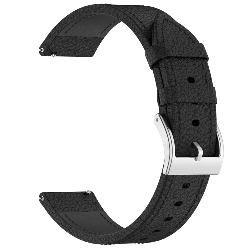 For Huami Amazfit Cheetah 2 Pro / Amazfit Active 3 Premium Strap 20mm Textured Genuine Cow Leather Watch Band - Black - 4