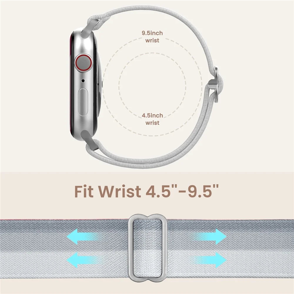 AHASTYLE WE26 2Pcs Sport Bands for Apple Watch Series 11 10 42mm / 9 8 7 41mm / SE3 SE2 SE 6 5 4 40mm / 3 2 1 38mm Gradient Nylon Woven Stretchy Breathable Wristband - Grey+Blue - 7