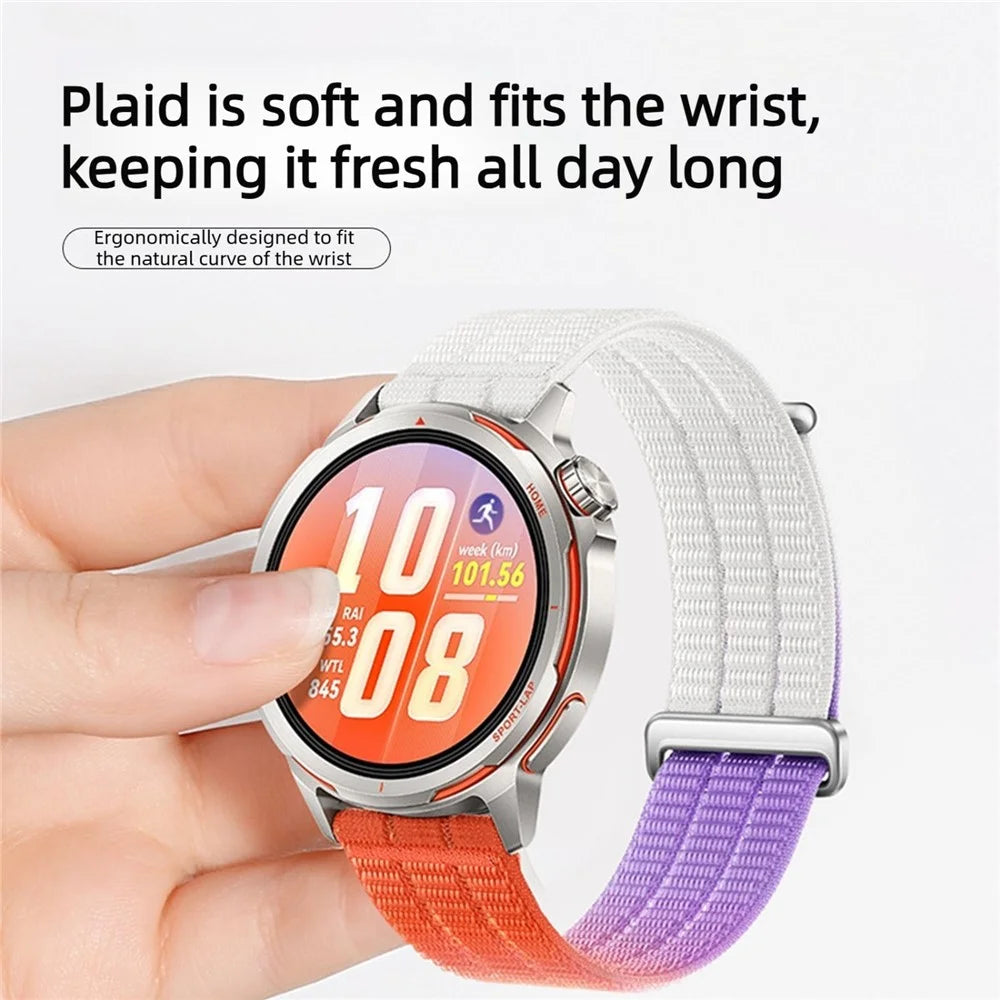 For Huawei Watch GT Runner 2 Band Magic Tape Quick Release 22mm Nylon Loop Breathable Watch Strap - Dawn Orange - 6
