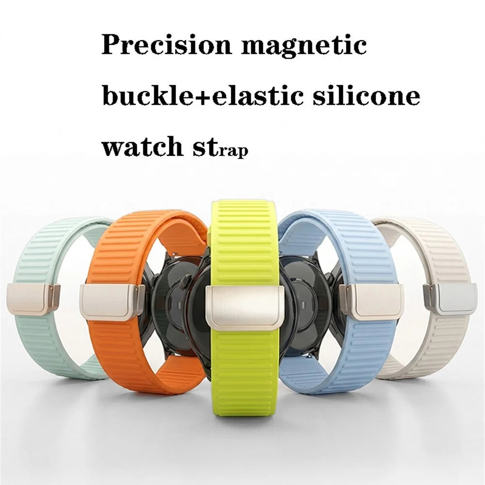 22mm Silicone Loop Strap for Huawei Watch Ultimate 2 / GT 6 46mm / Huami Amazfit Bip 5 Mountain Pattern Magnetic Clasp Sports Band - Orange - 3