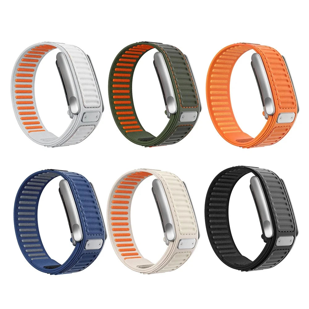 For WHOOP 5.0 LIFE MG Replacement Strap Quick Dry Dual Color Nylon + Silicone Watch Band - Army Green+Orange - 6