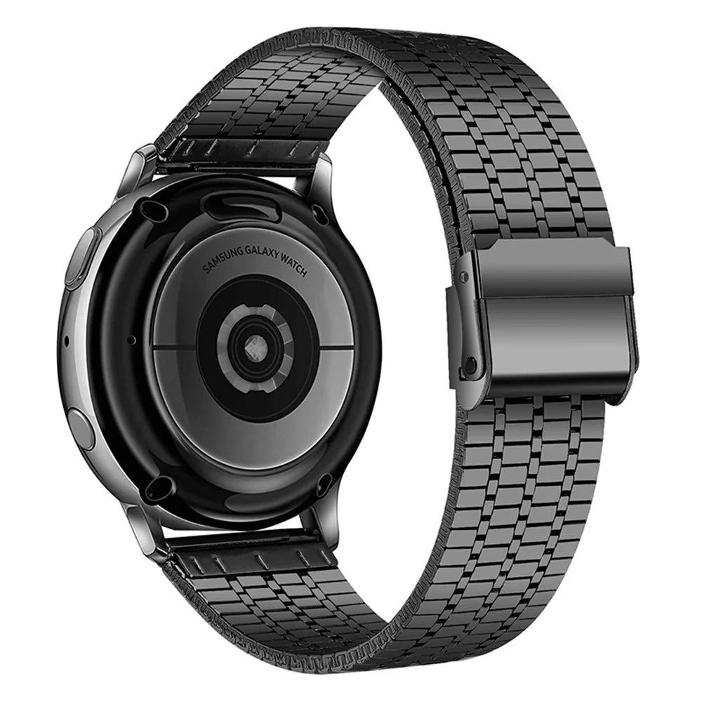 Seven Beads Stainless Steel Dual Buckle Design Watch Band Wrist Strap for Samsung Galaxy Watch 42mm/Watch3 41mm - Black - 1
