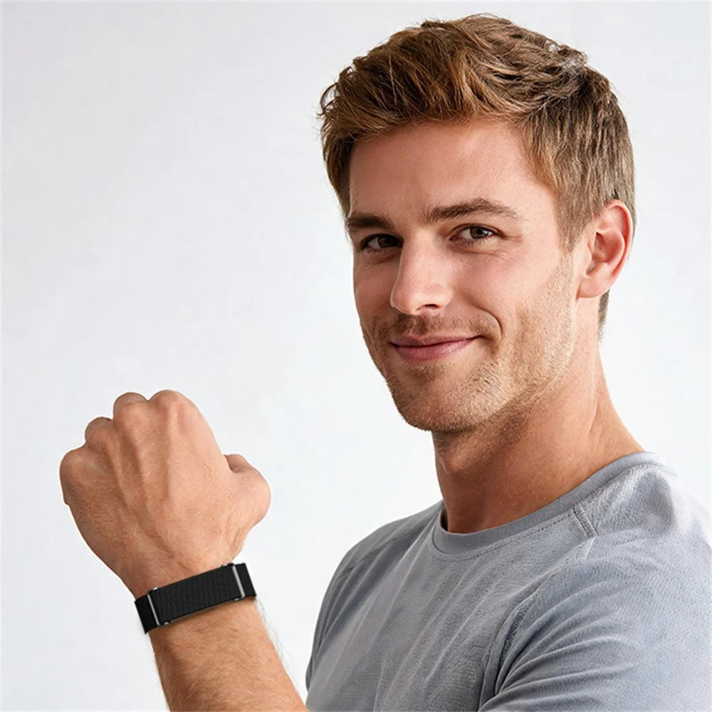 For Google Fitbit Air Fitness Tracker Band Buckle Design Elastic Woven Strap Adjustable Wristband - White - 3