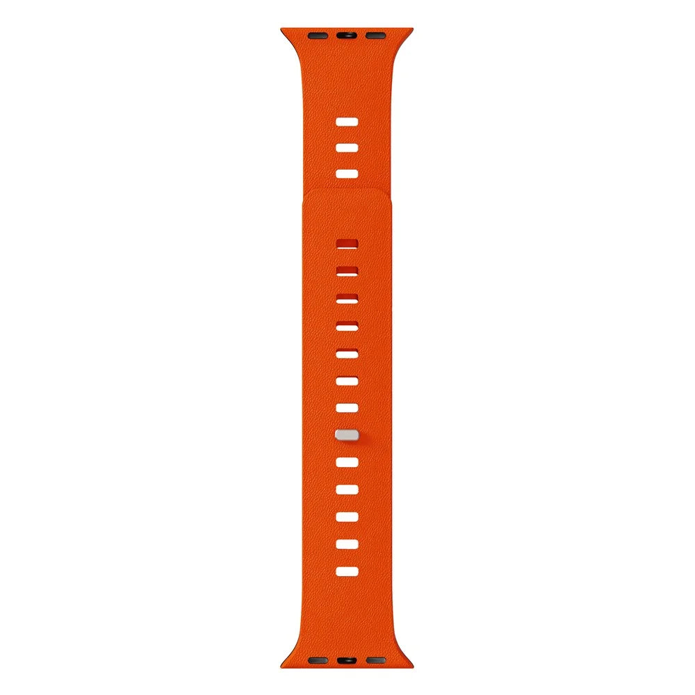 Replacement Wristband for Apple Watch Ultra 3 2 1 49mm / Series 11 10 46mm / 9 8 7 45mm / SE3 SE2 SE 6 5 4 44mm / 3 2 1 42mm Textured Silicone Magnetic Strap - Orange+Black - 7