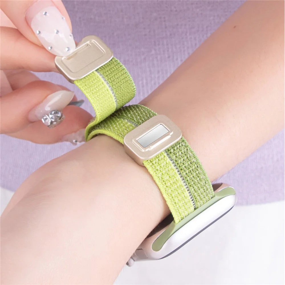 Strap for Apple Watch Series 11 10 42mm / 9 8 7 41mm / SE3 SE2 SE 6 5 4 40mm / 3 2 1 38mm Woven Nylon Loop Band with Double Magnetic Clasp - Rainbow - 3