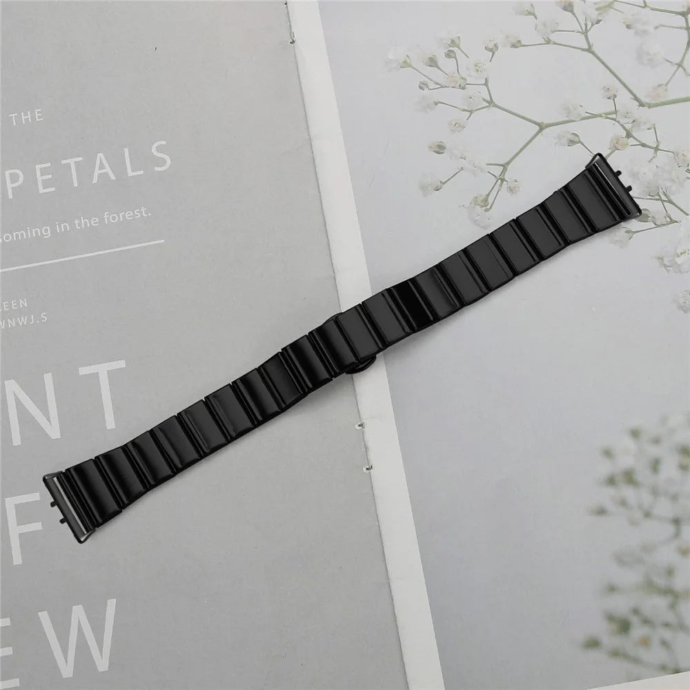 For Samsung Fit3 SM-R390 Watch Strap One-Beaded Stainless Steel Butterfly Buckle Band - Black - 6